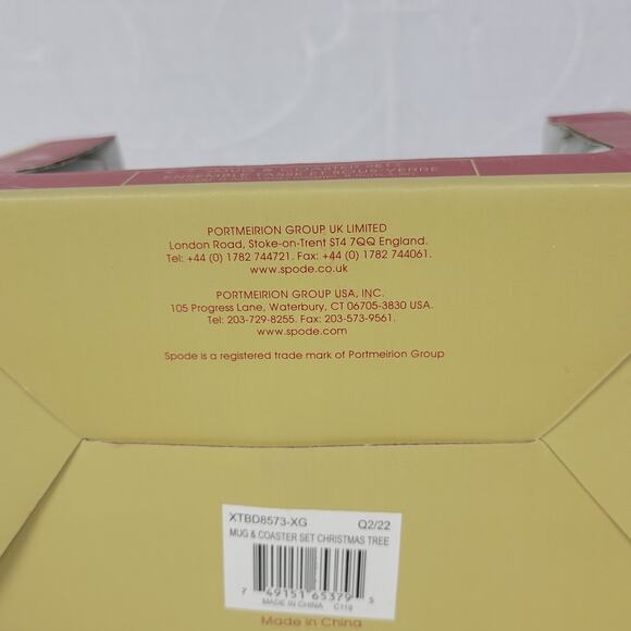 Spode Christmas Tree Mug & Coaster 2-pc Set White Ceramic Gift Box NIB - Picture 9 of 12